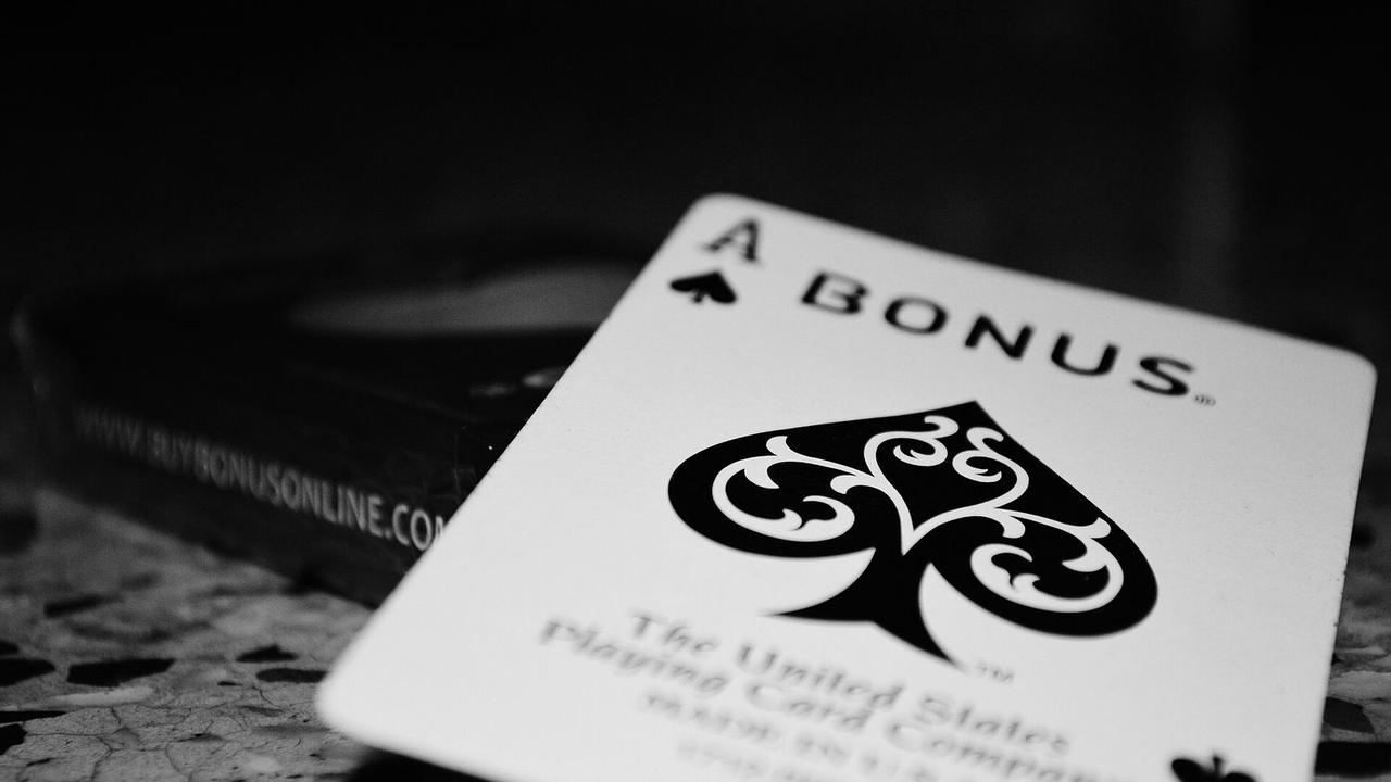 Close-up of the ace of spades from a deck of playing cards