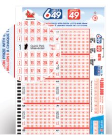 Canadian Lotteries Lotto 649 ticket