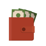 Wallet with cash icon
