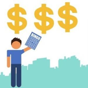 Cartoon Male Figure Holding Bingo Card